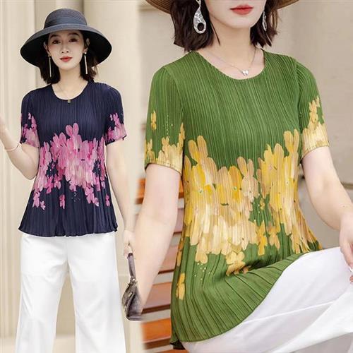 【KEITH-WILL歐風】韓國亞麻涼感惠心紈質三宅風壓褶上衣(壓褶/中大尺碼/修身/輕薄/小香風)