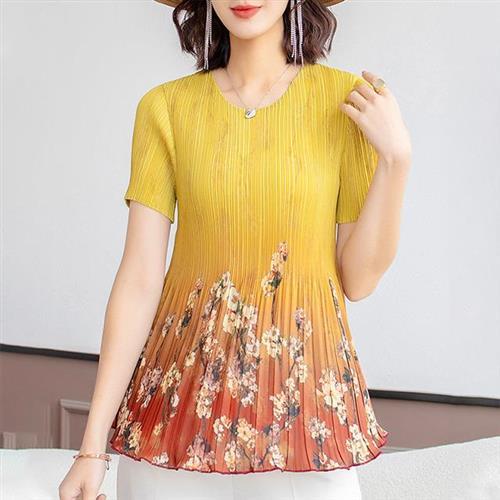 【KEITH-WILL歐風】韓國修身曲線款秋風三宅風壓褶上衣(褶皺/中大尺碼/修身/輕薄/小香風)