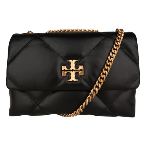 TORY BURCH-Kira 絎縫菱形紋鍊帶單肩兩用包(黑色)小款