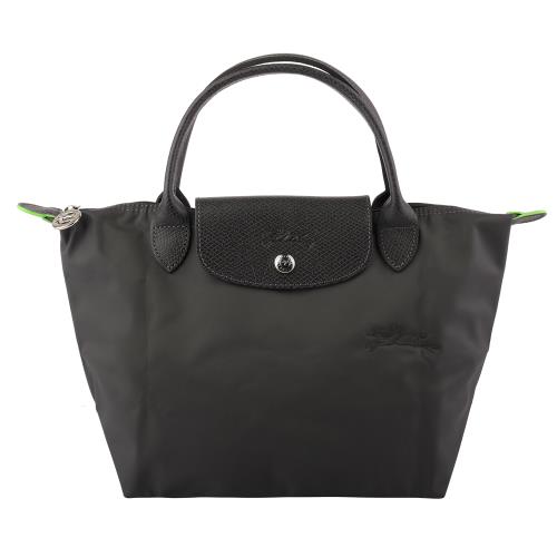 LONGCHAMP-GREEN 再生尼龍短把摺疊水餃包 (石墨灰)S款