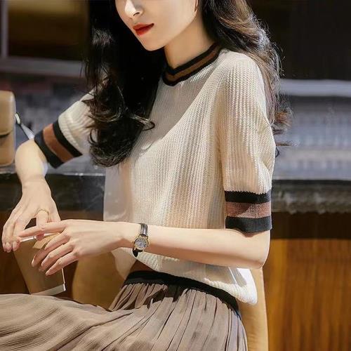 ALLK 歐楷 超彈力配色針織上衣 圖片色(尺寸F)