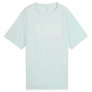 Puma 短袖上衣 女裝 寬鬆 純棉 藍綠【運動世界】68503150