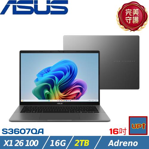(規格升級)ASUS Vivobook S 16吋輕薄筆電X1 26 100/16G/2TB SSD/W11/S3607QA-0022G26100 灰