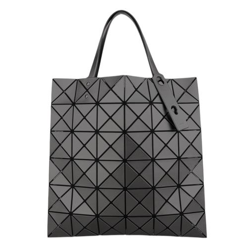 ISSEY MIYAKE 三宅一生-BAOBAO  幾何大方格6x6手提包((鐵砂灰)亮面