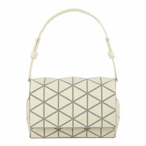 ISSEY MIYAKE 三宅一生 -BAOBAO 皮質幾何方格 (雙帶)手提/肩背包(奶油米)S款