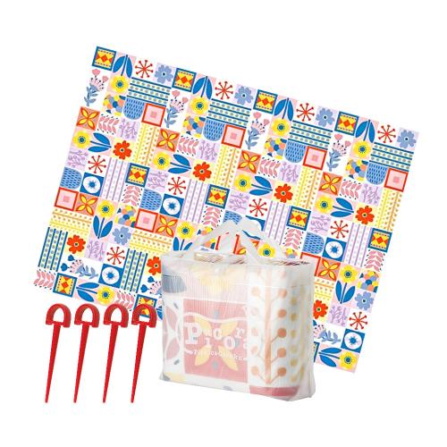 日本Asahikoyo繽紛花朵3層構造4角釘定180x240公分野餐墊組(附收納袋)