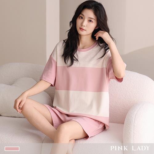 【PINK LADY】純棉短袖睡衣 微甜風格 印花寬版 二件式 成套居家服(女睡衣/上衣短褲/圓領/春夏睡衣) 26014
