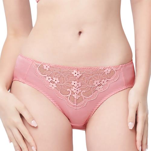 【Swear 思薇爾】花韻覓語系列M-XXL蕾絲中腰三角女內褲(邦妮粉)