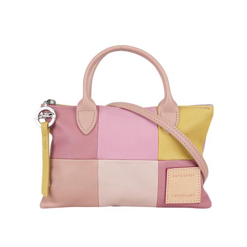 展示商品_LONGCHAMP RE-PLAY XS 方塊拼接造型手提/斜背二用包(芭蕾粉/黃色)