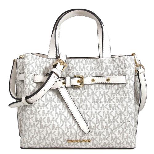 MICHAEL KORS 金字LOGO防潑水環扣配飾小兩用包(乳白色)