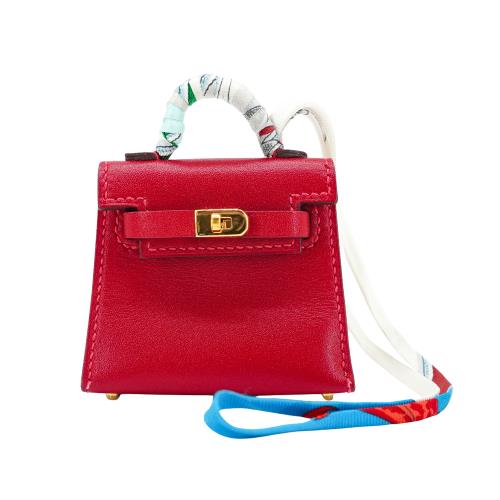 二手品 Hermes Kelly Twilly Swift 小牛皮吊飾(Y刻/紅)