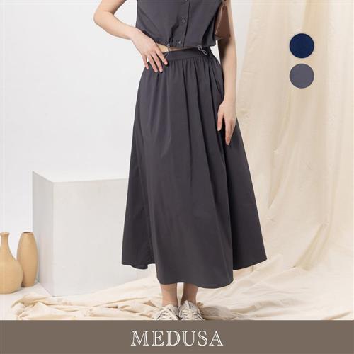 現貨【MEDUSA 曼度莎】簡約素色休閒長裙（附腰帶）- 2色（M-XL）｜長裙 百搭長裙 寬裙