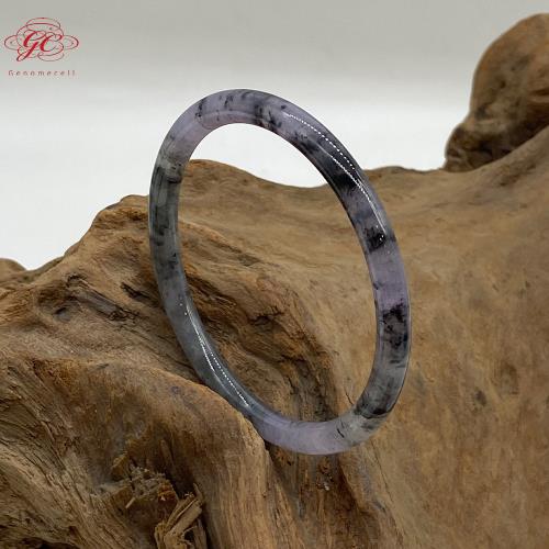 【肌容雪】緬甸天然A貨翡翠粉紫底墨染手鐲 編號836(鐲寬55.2mm #18號)