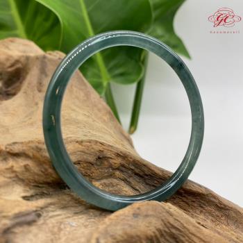 【肌容雪】緬甸天然A貨翡翠霧霾藍琉璃手鐲 編號840(鐲寬55.2mm #18號)