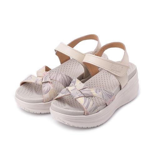 ZOBR 交叉印花厚底涼鞋 米 女鞋 鞋全家福