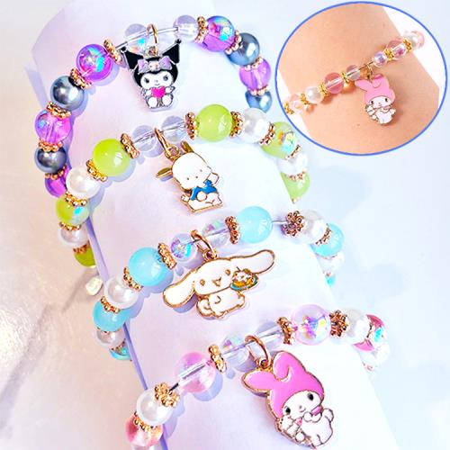 三麗鷗美樂蒂酷洛米大耳狗兒童手環手鍊串珠手環首飾 84554(生日禮物 聖誕節 平輸品)【卡通小物】 