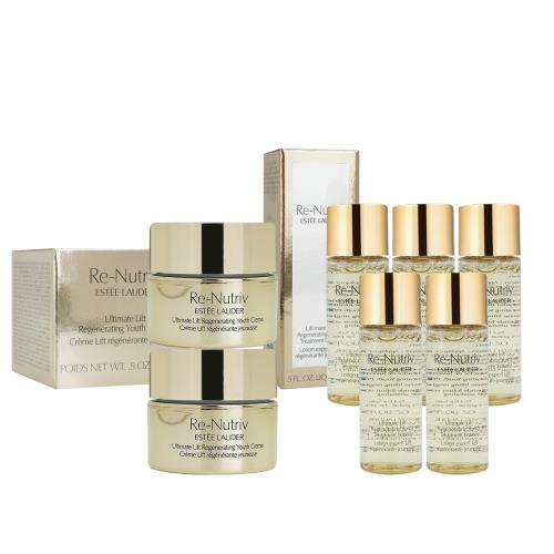 ESTEE LAUDER 雅詩蘭黛 白金級花秘小奢華分享組[乳霜(15mlX2)+凝露(15mlX5)]有盒_百貨公司專櫃貨