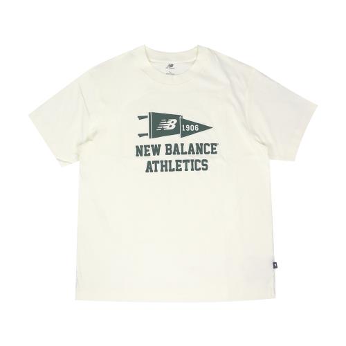 New Balance NB 上衣 Varsity Pennant Tee 男款 米白 短袖 短T 美版 MT51924SST