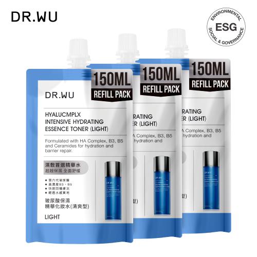 DR.WU 玻尿酸保濕精華化妝水補充包(清爽型)150ML(3入組)