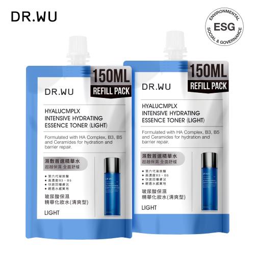 DR.WU 玻尿酸保濕精華化妝水補充包(清爽型)150ML(2入組)