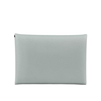 HERMES Calvi Duo Evercolor皮釦式卡片夾/零錢包(冰川藍)