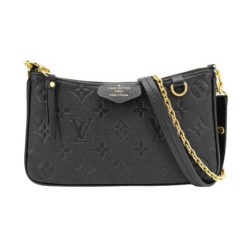 Louis Vuitton Easy Pouch On Strap 壓花牛皮拉鍊肩背斜背包(M80349-黑)
