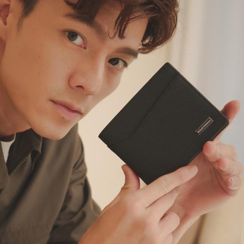 【金安德森】Beau斜切造型左右翻基本短夾-碳石黑