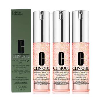 CLINIQUE 倩碧 水磁場96H極效保濕眼部精華15ml*3入組-航空版