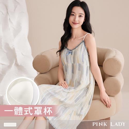 【PINK LADY】罩杯式 雲感棉連身睡裙 盛夏雲光 細肩帶睡裙 居家服(女睡衣/內含胸墊/春夏/連身裙) 13132