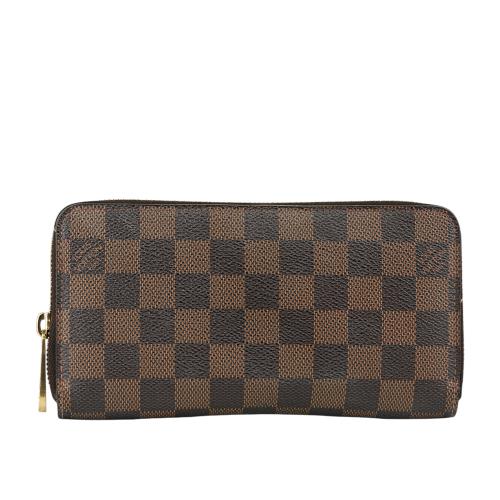 二手商品8.8成新_LV 棋盤格拉鏈長夾(棕色) N60015
