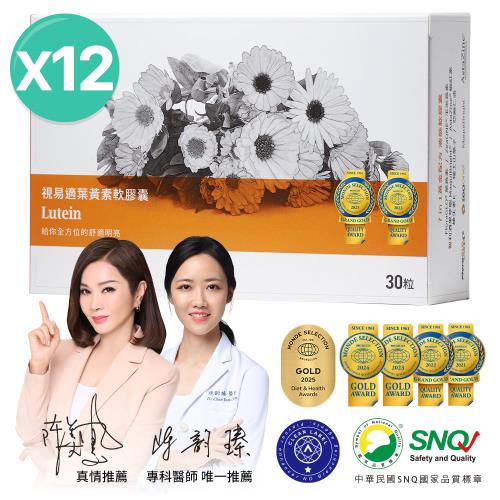 大研生醫 視易適葉黃素-添加蝦紅素.智利酒果.山桑子.亞麻仁油12盒入(共360粒)