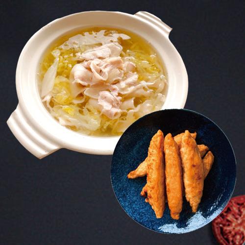 【河小田】酸菜白肉鍋1入(1800g;固形物480g)+東港阿珠旗魚黑輪5包組(11入/包)