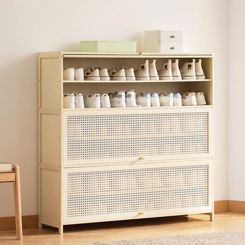 HappyLife 奶油色網紋翻門鞋櫃 七層100公分 Y12230