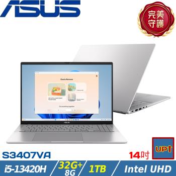 (規格升級)ASUS Vivobook S 14吋輕薄筆電i5-13420H/40G/1TB SSD/W11/S3407VA-0062S13420H