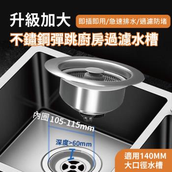 【APEX】升級加大不鏽鋼彈跳廚房過濾水槽140MM口徑