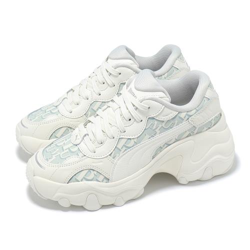 Puma 休閒鞋 Pulsar Wedge Wns Monogram 女鞋 白 灰 厚底 增高 滿版 老爹鞋 40224002