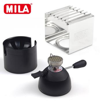 MILA迷你登山爐(附填充座)-黑色+不鏽鋼方形爐架