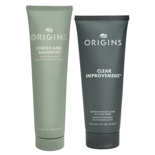 [控油淨膚組]ORIGINS品木宣言 一舉兩得潔面慕絲(150ml)+泥娃娃活性碳面膜(75ml)