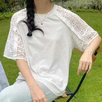 【LANNI 藍尼】★鏤空簡約素面上衣(女裝/T恤/休閒/舒適)