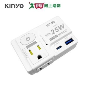 KINYO 高溫斷電．1開2插2USB分接器 GIU-PD225【愛買】