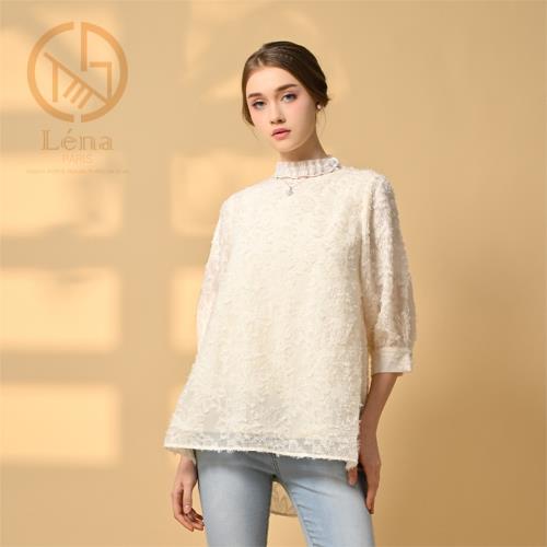 買1送1-Léna頂奢羽剪花唯美蠶絲精品上衣