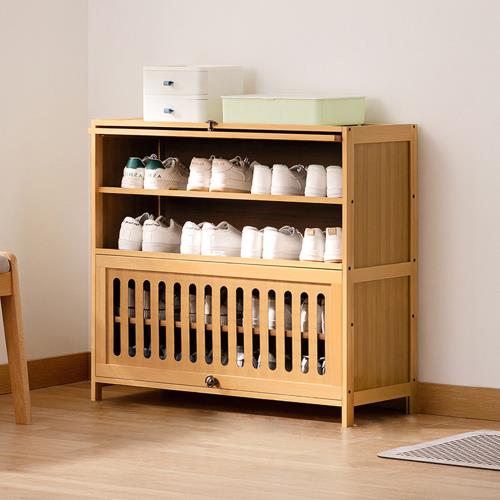 HappyLife 楠竹透氣翻門鞋櫃 五層80公分 Y12222