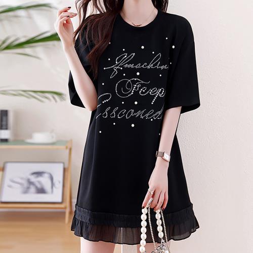 麗質達人 - 8208黑色假二件洋裝-LY