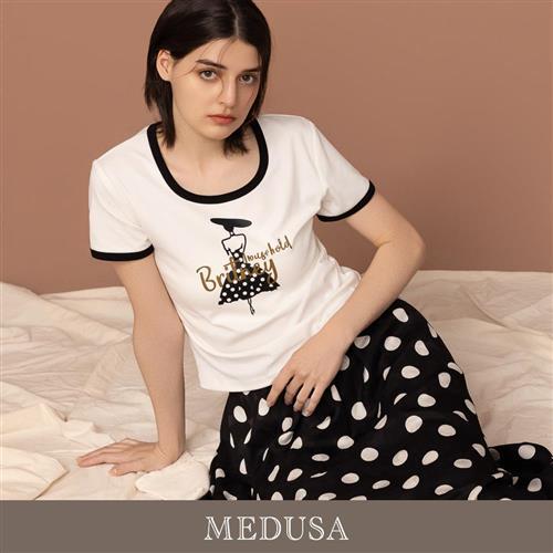 現貨【MEDUSA 曼度莎】法式淑女滾邊修身T恤（M-XL）｜女短袖上衣 修身T恤 女休閒上衣