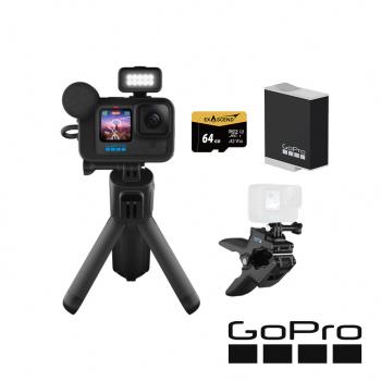 【GoPro】HERO12 Black CE創作者隨夾隨拍套組 (HERO12創作者套組+鯊魚軟管夾+原廠充電電池+64G記憶卡) 正成公司貨