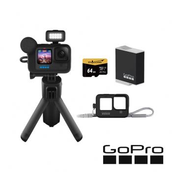【GoPro】HERO12 Black CE創作者新手必備套組 (HERO12創作者套組+護套+繫繩+原廠充電電池+64G記憶卡) 正成公司貨