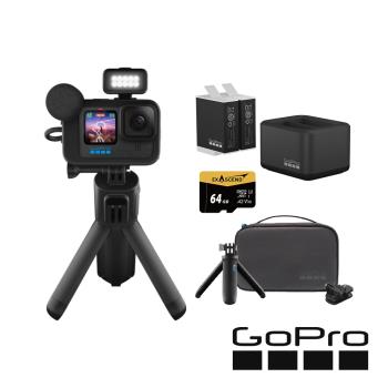 【GoPro】HERO12 Black CE創作者旅遊必備套組 (HERO12創作者套組+旅行套件組+雙座充+雙電池+64G記憶卡) 正成公司貨