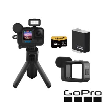 【GoPro】HERO12 Black CE創作者Vlog專業輕裝套組 (HERO12創作者套組+媒體模組+原廠充電電池+64G記憶卡) 正成公司貨