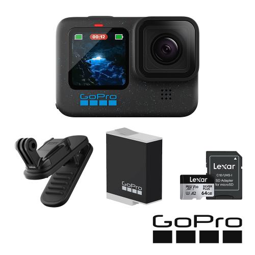 【GoPro】HERO12 Black CE創作者全方位攝影套組 (HERO12創作者套組+磁吸旋轉夾+原廠充電電池+64G記憶卡) 正成公司貨