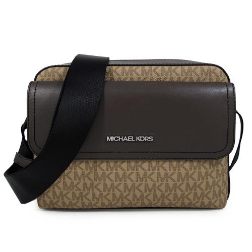 MICHAEL KORS COOPER 銀字LOGO斜背中款方包(駝色)